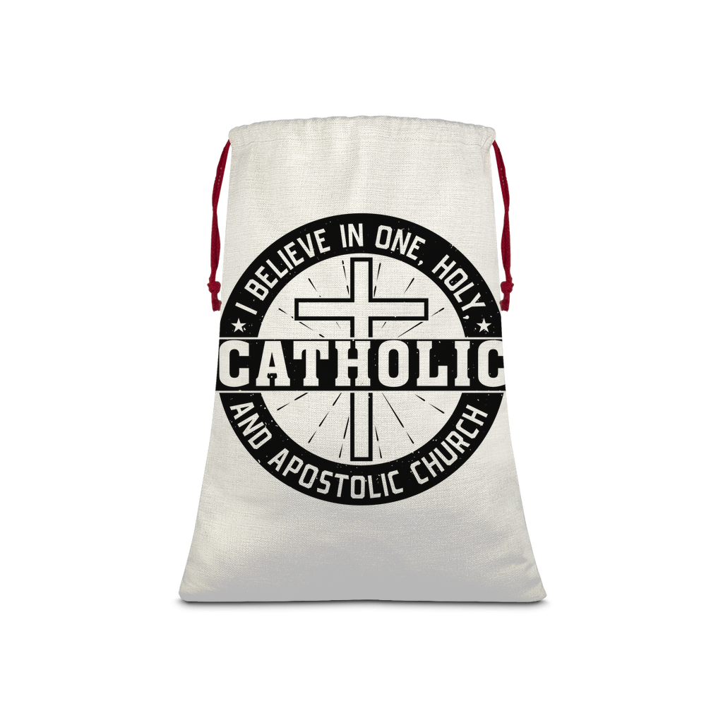 I Believe in One, Holy, Catholic and Apostolic Church Linen Drawstring Sack