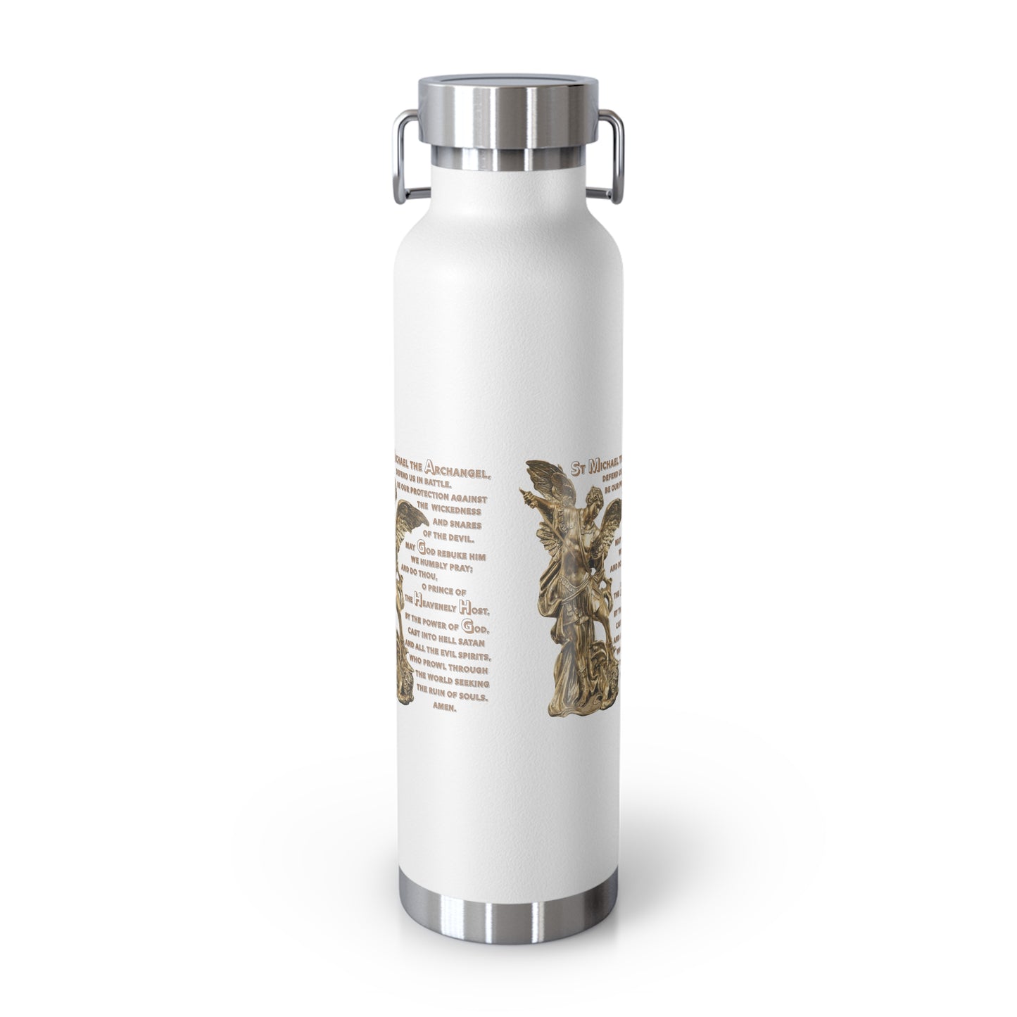 St Michael Archangel with Prayer Copper Vacuum Insulated Bottle, 22oz