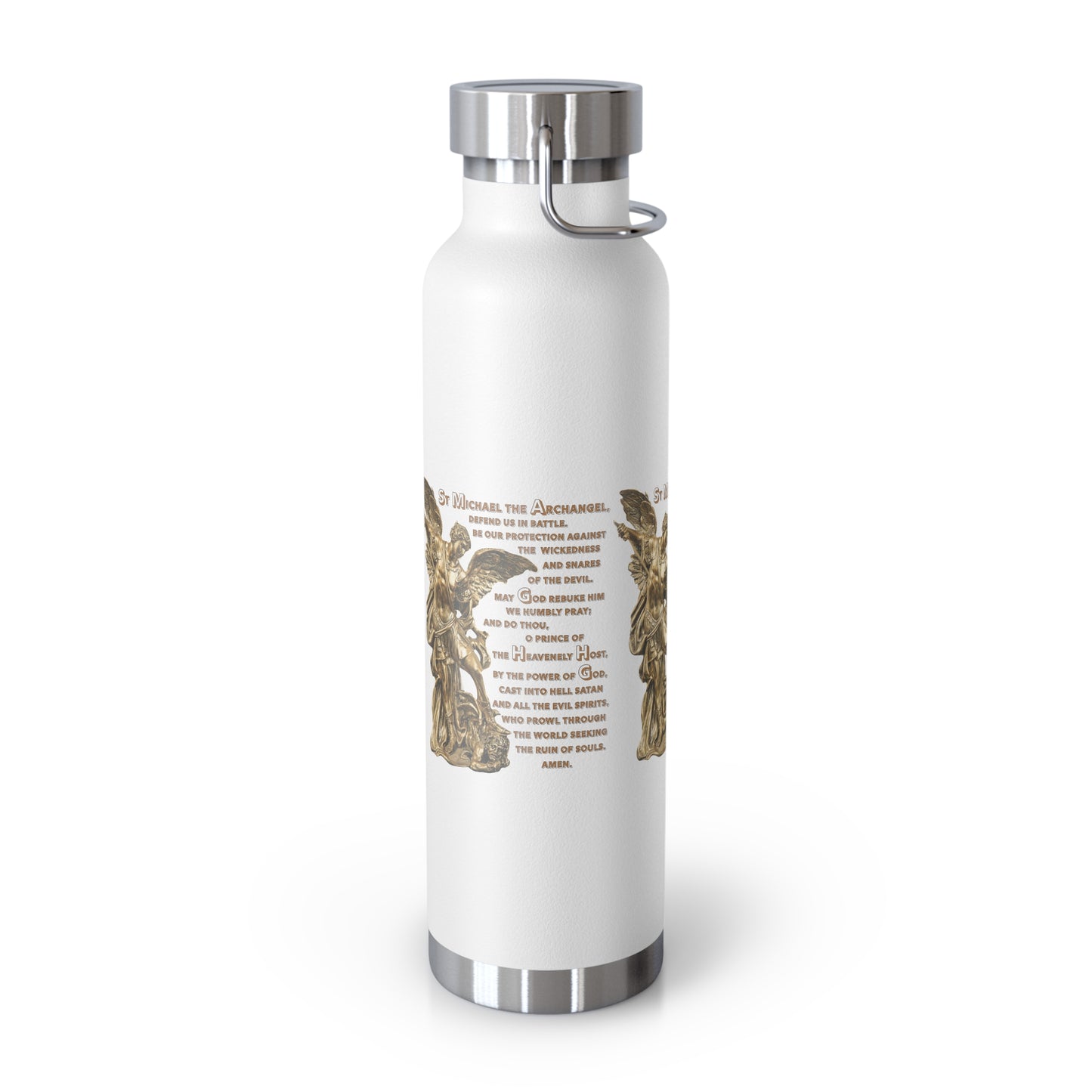 St Michael Archangel with Prayer Copper Vacuum Insulated Bottle, 22oz