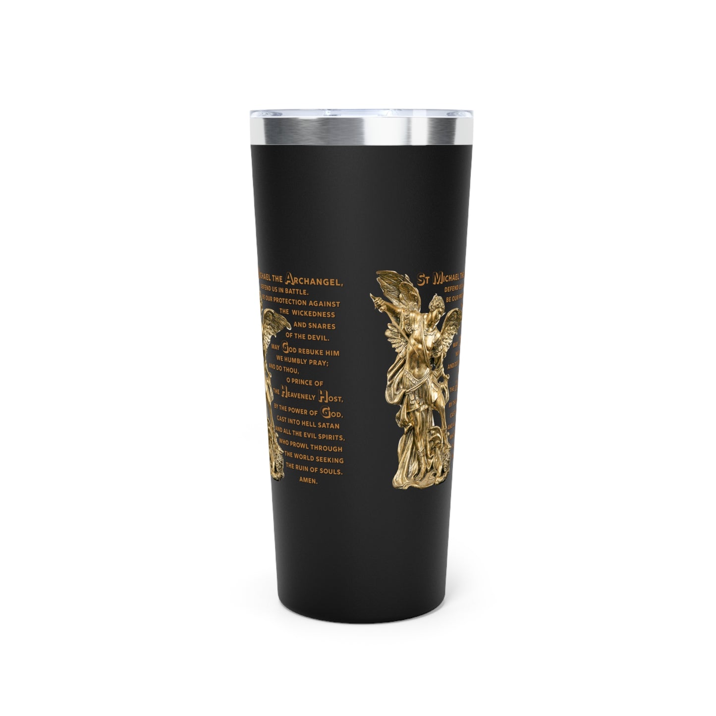 St Michael Archangel with Prayer Copper Vacuum Insulated Tumbler, 22oz
