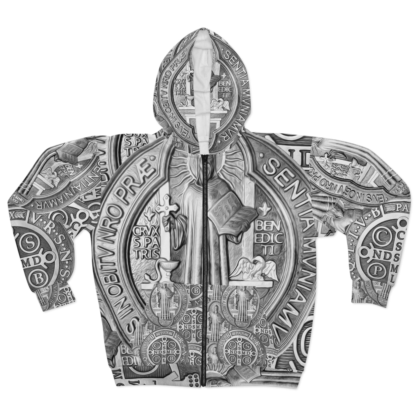 St Benedict Medal Men's Zip Hoodie (AOP)