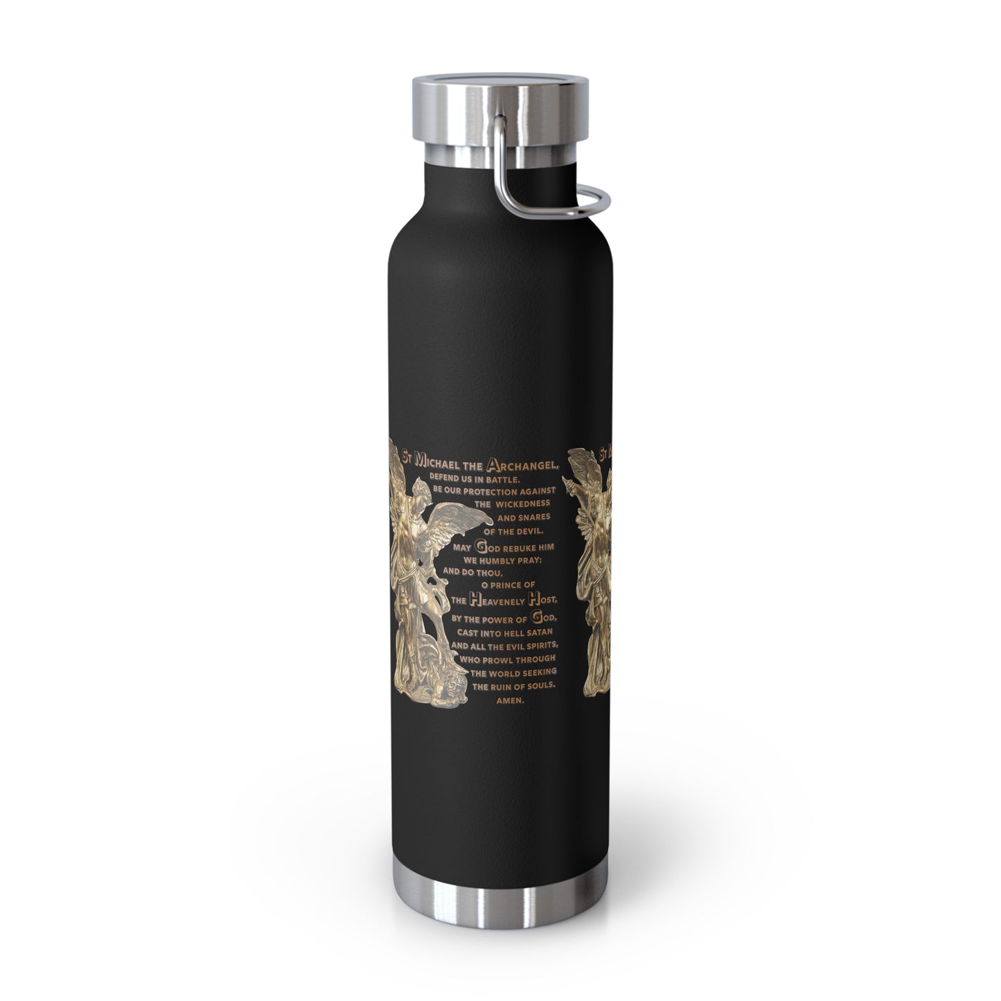 St Michael Archangel with Prayer Copper Vacuum Insulated Bottle, 22oz
