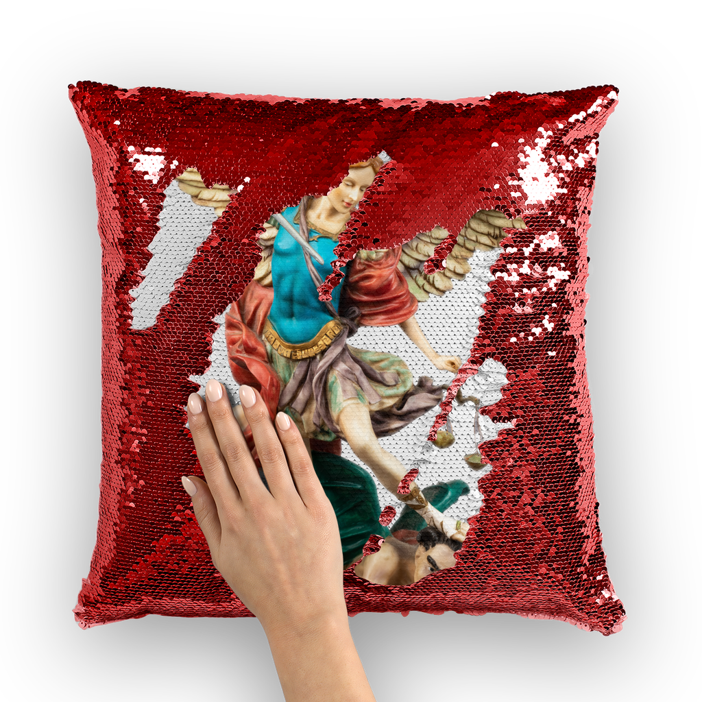 St Michael Archangel Sequin Cushion Cover