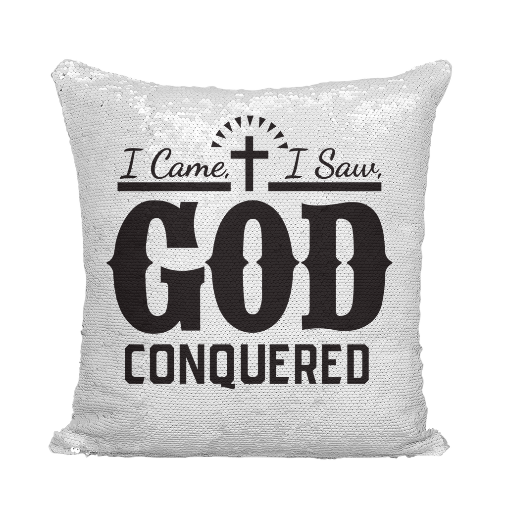 I came, I saw, God Conquered Sequin Cushion Cover