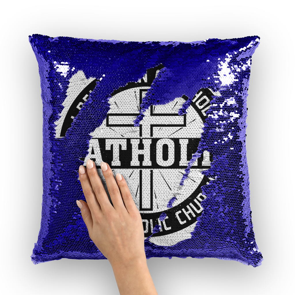 I Believe in One, Holy, Catholic and Apostolic Church Sequin Cushion Cover