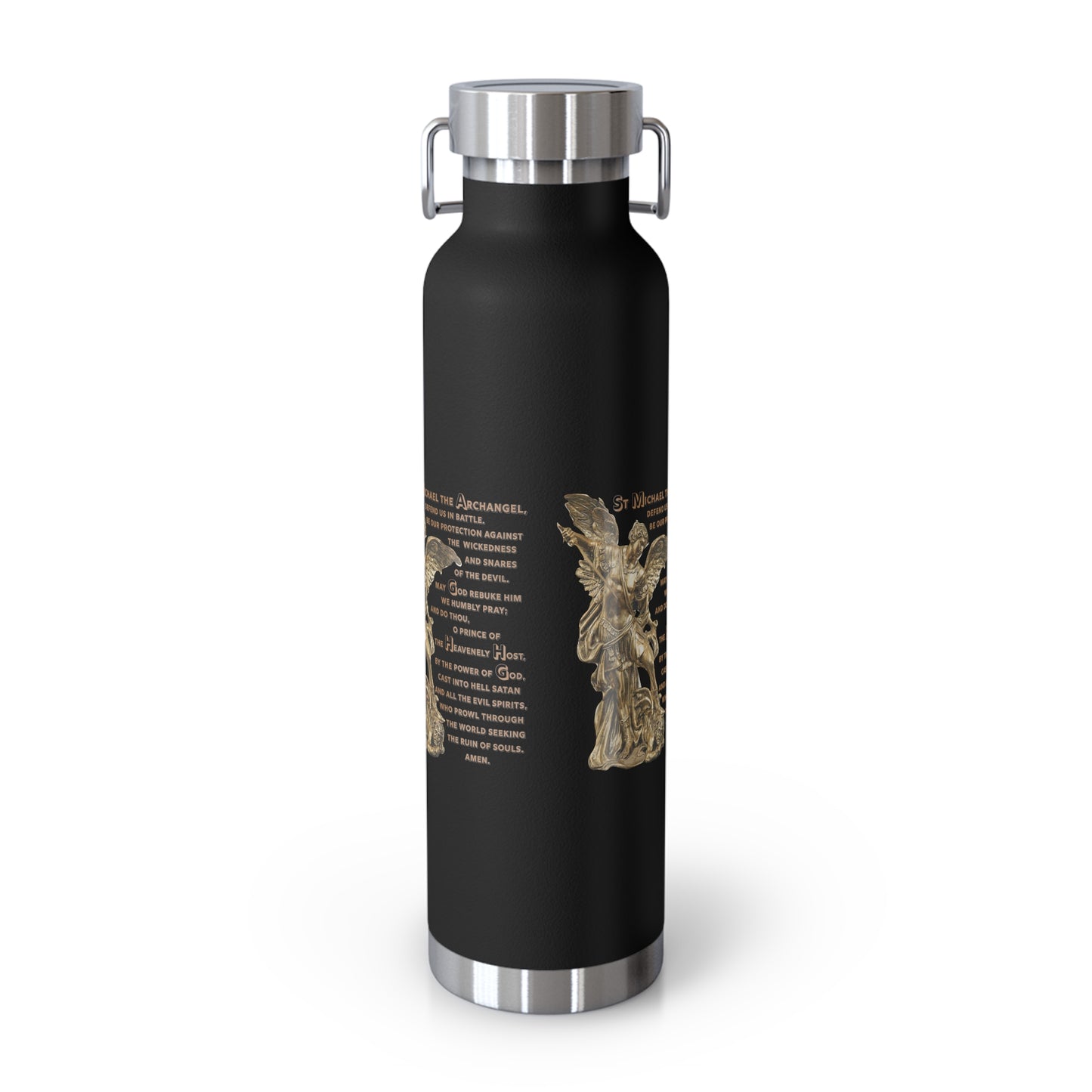 St Michael Archangel with Prayer Copper Vacuum Insulated Bottle, 22oz