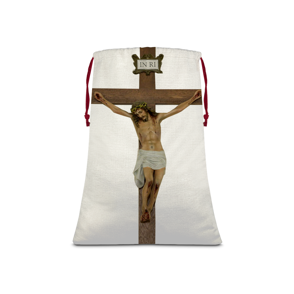 Jesus Crucified Linen Drawstring Sack