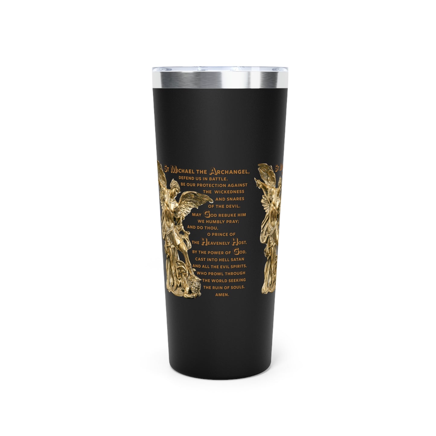 St Michael Archangel with Prayer Copper Vacuum Insulated Tumbler, 22oz