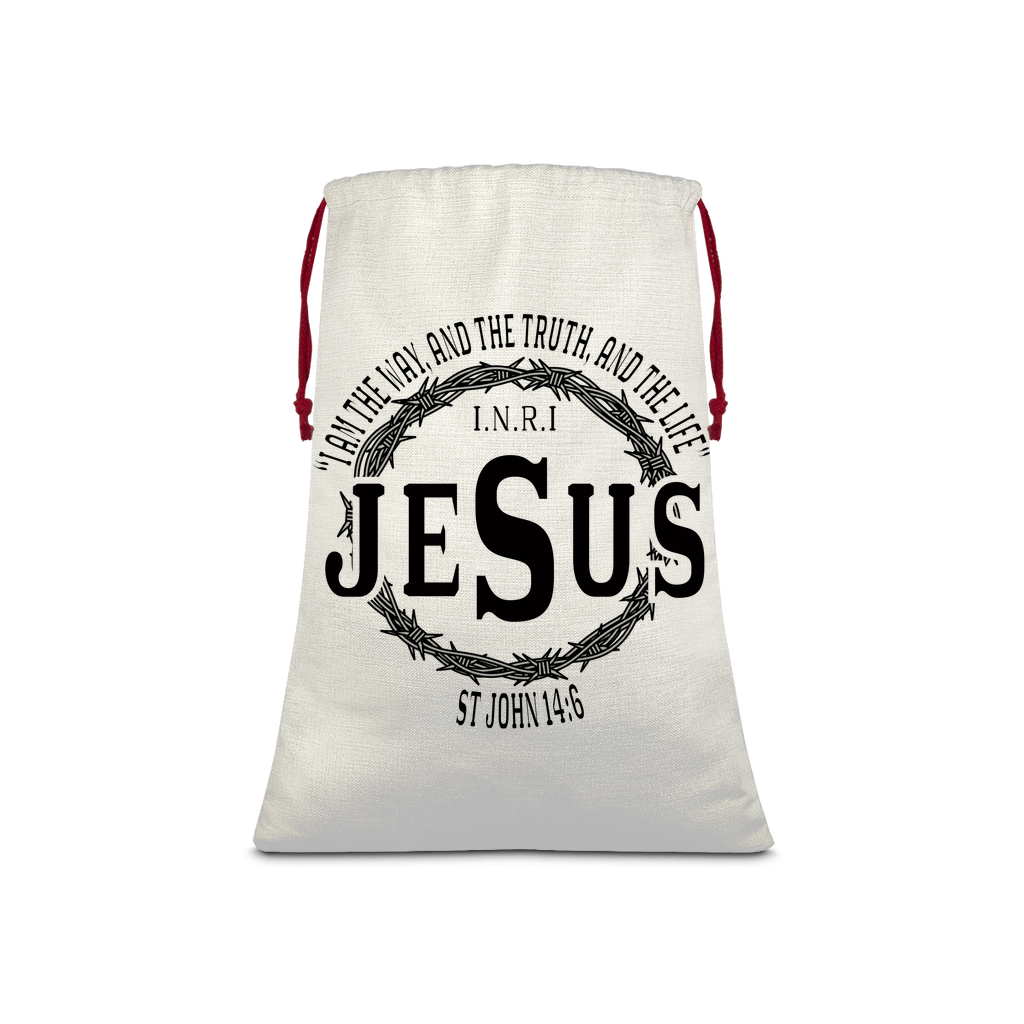 Jesus the Way Linen Drawstring Sack