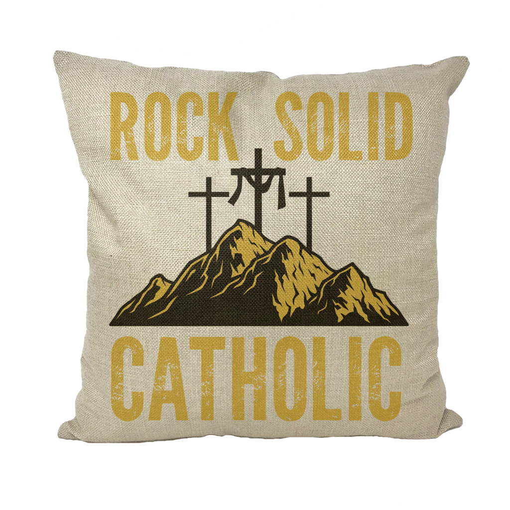 Rock Solid Catholic Throw Pillow with Insert