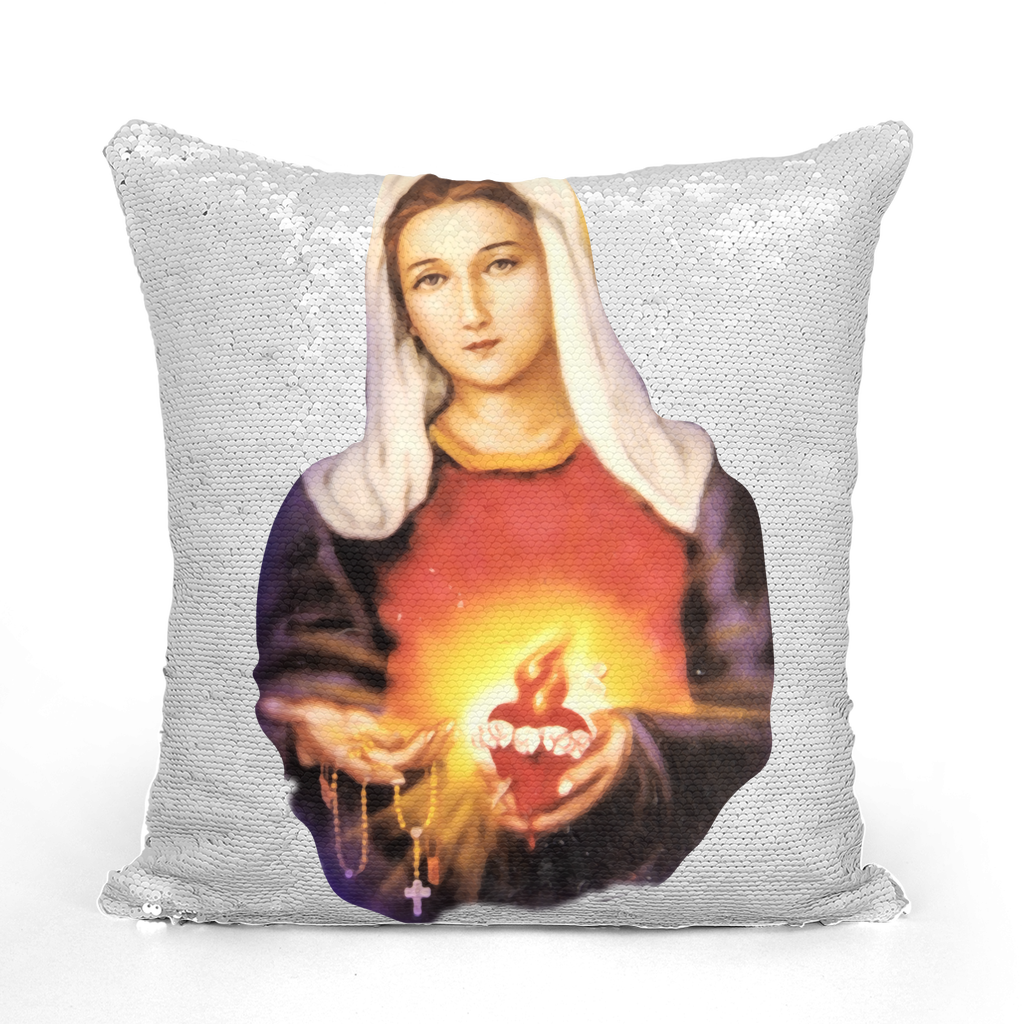 Immaculate Heart of Mary Sequin Cushion Cover