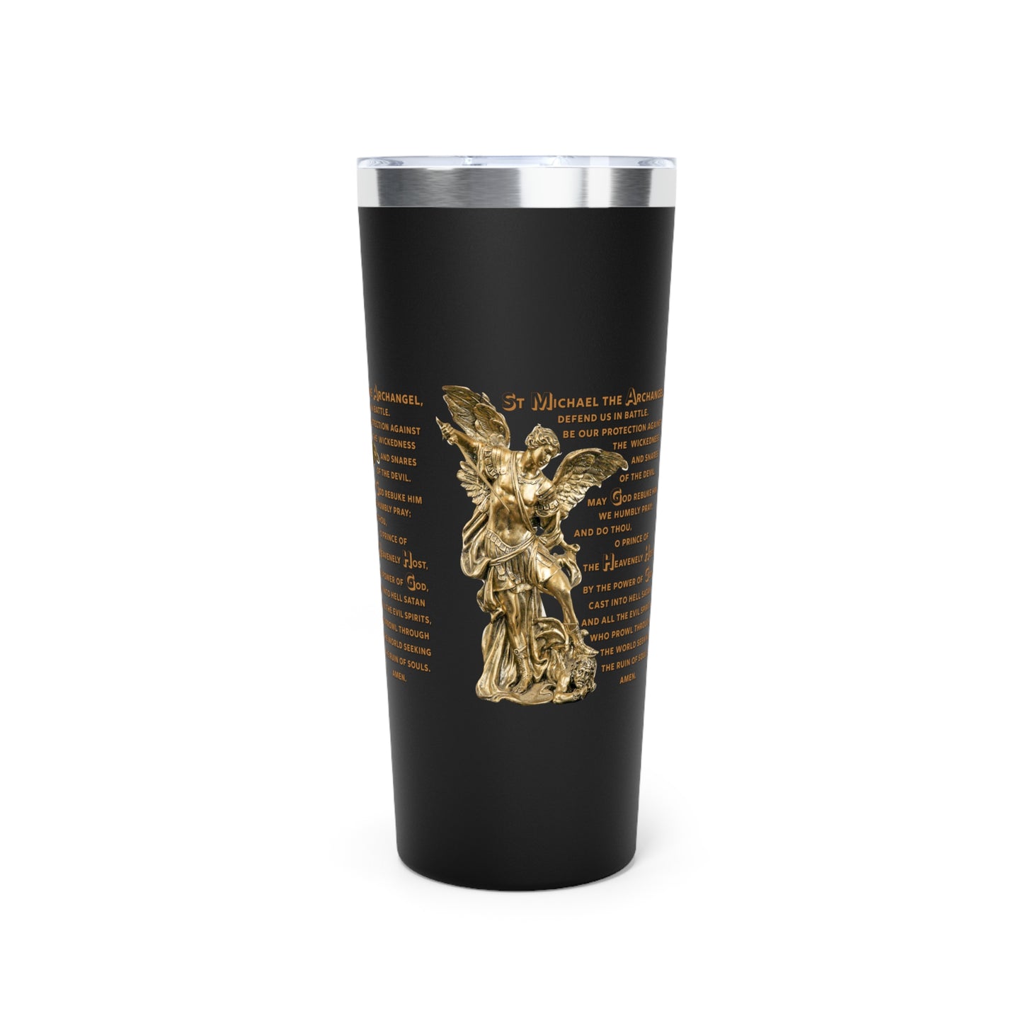 St Michael Archangel with Prayer Copper Vacuum Insulated Tumbler, 22oz