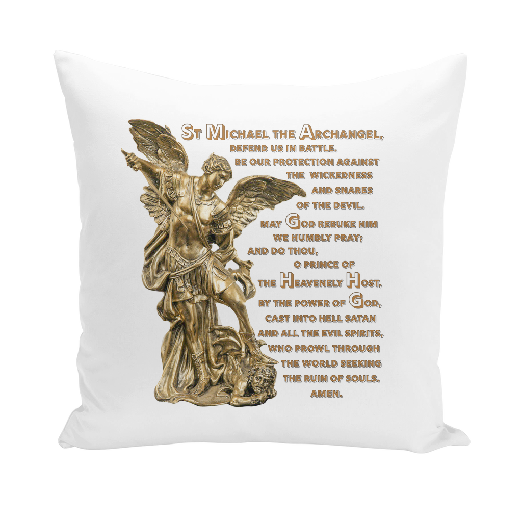 St Michael Archangel with Prayer Throw Pillows