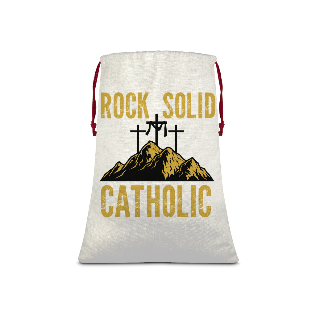 Rock Solid Catholic Linen Drawstring Sack