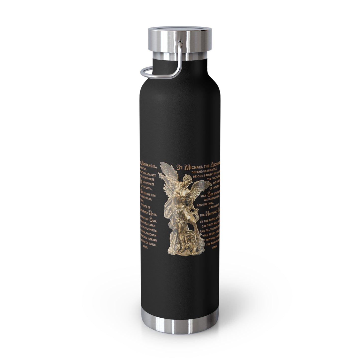 St Michael Archangel with Prayer Copper Vacuum Insulated Bottle, 22oz