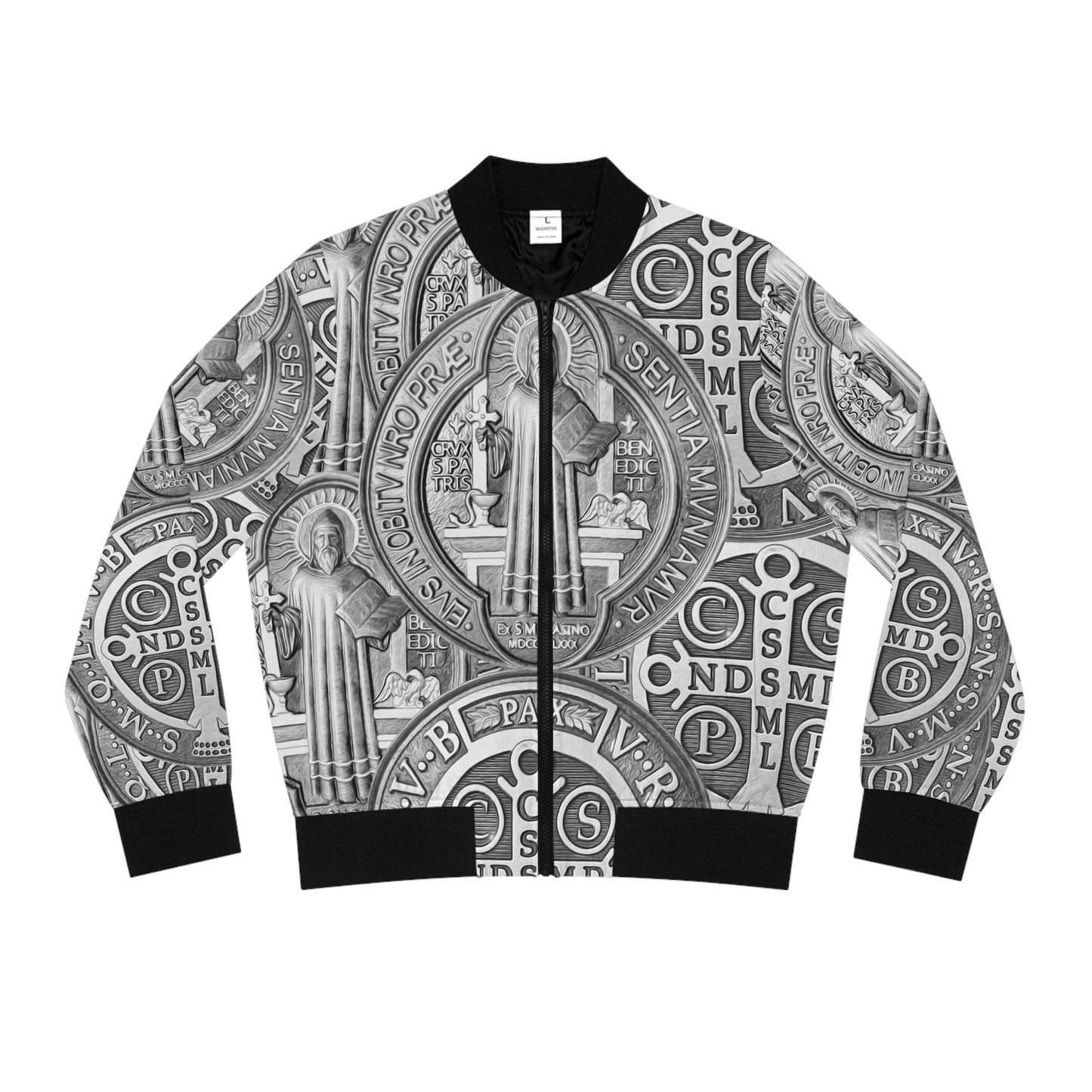 St Benedict Medal Women's Bomber Jacket (AOP)