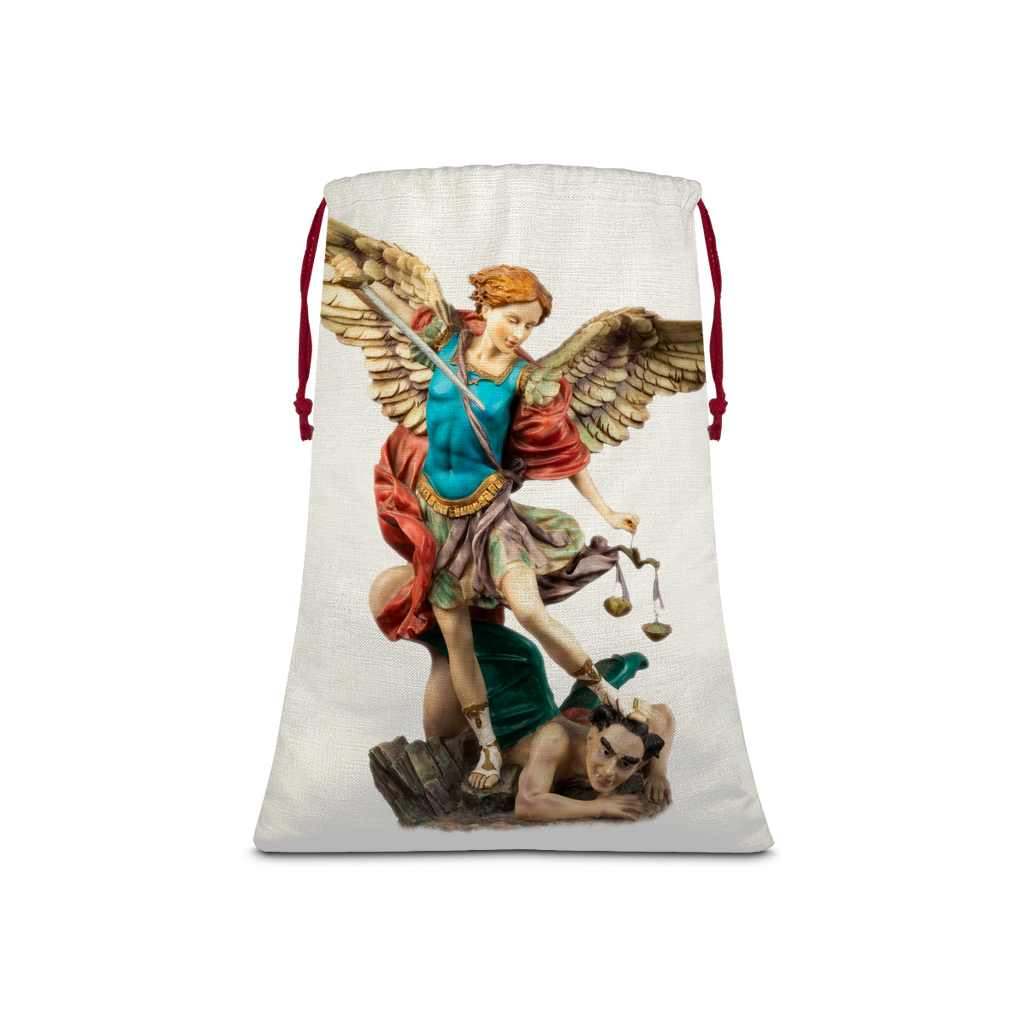 St Michael Archangel Linen Drawstring Sack