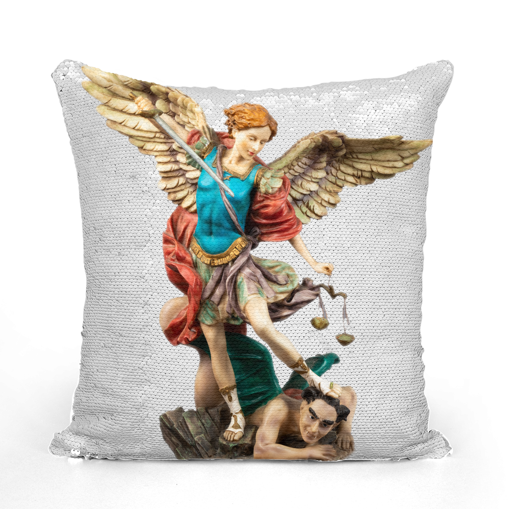 St Michael Archangel Sequin Cushion Cover