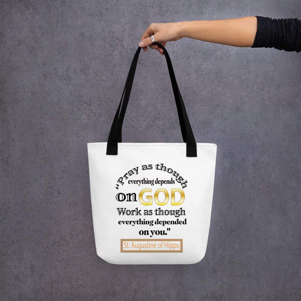 Pray and Work by St Augustine Tote bag