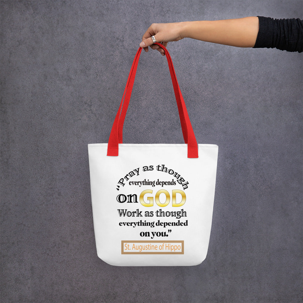 Pray and Work by St Augustine Tote bag
