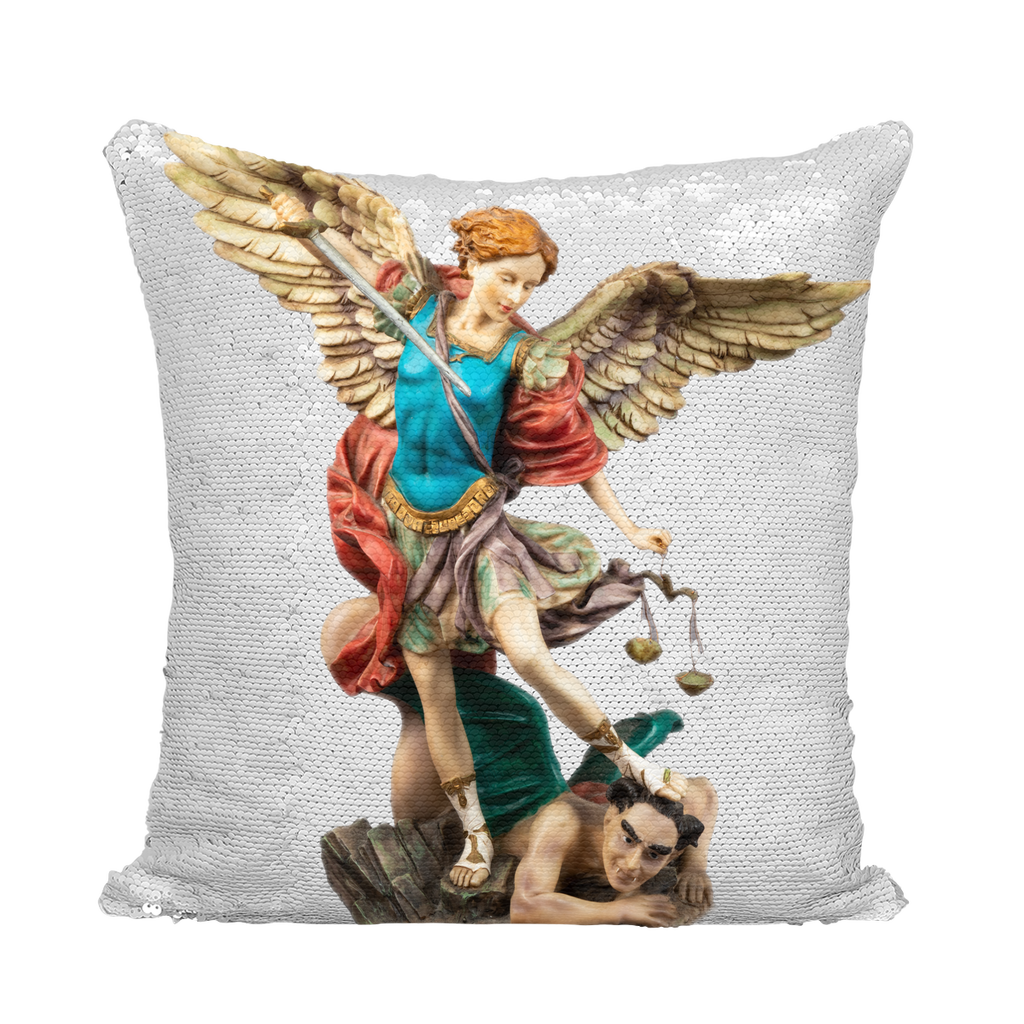 St Michael Archangel Sequin Cushion Cover