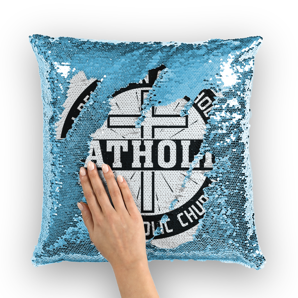 I Believe in One, Holy, Catholic and Apostolic Church Sequin Cushion Cover