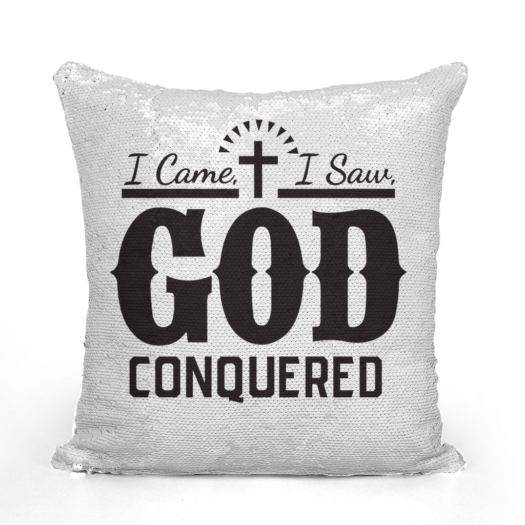 I came, I saw, God Conquered Sequin Cushion Cover