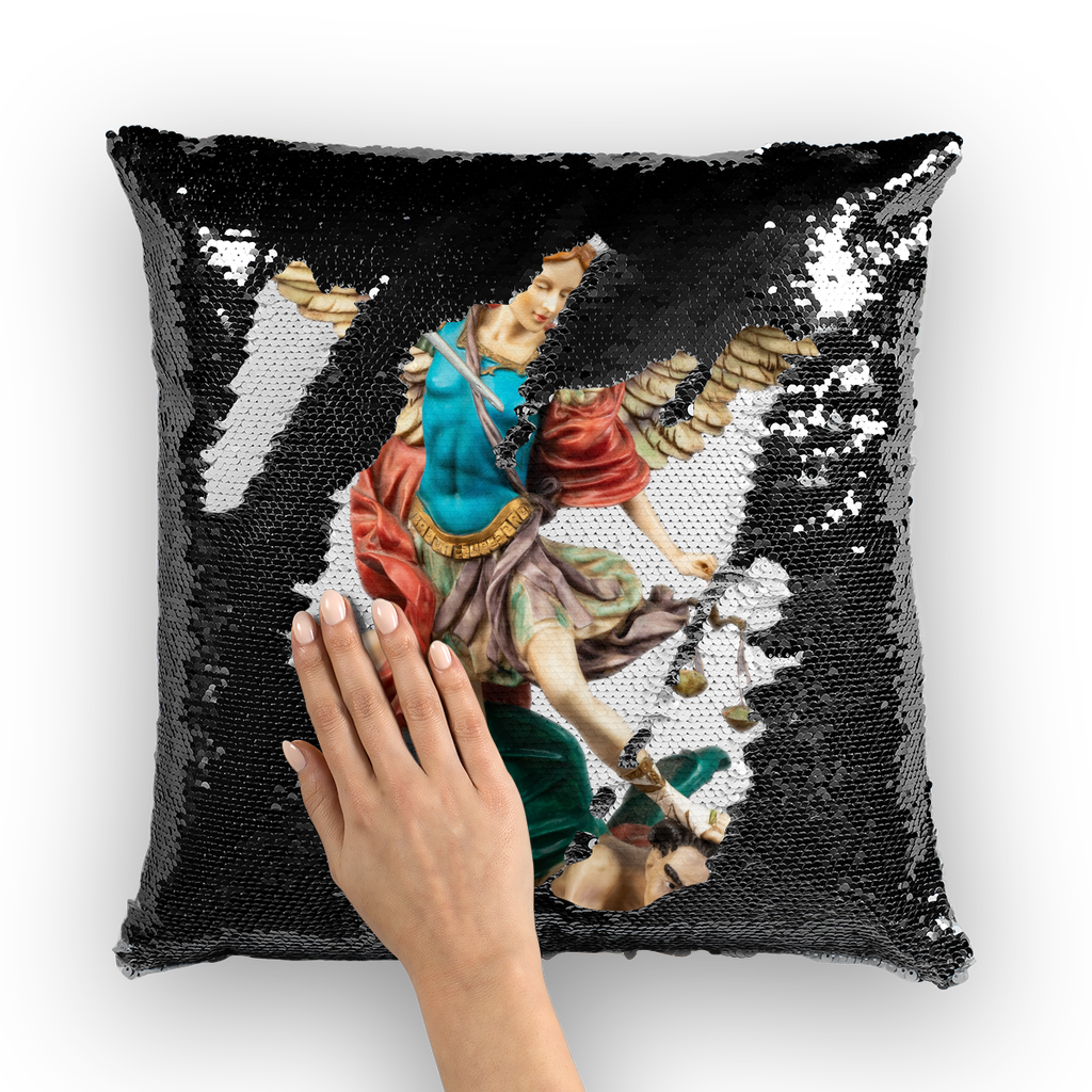 St Michael Archangel Sequin Cushion Cover