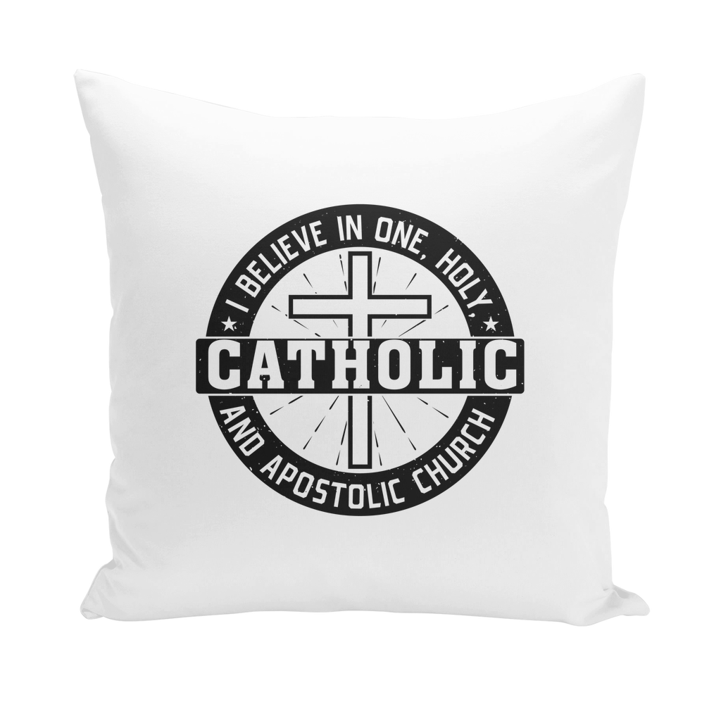 I Believe in One, Holy, Catholic and Apostolic Church Throw Pillows