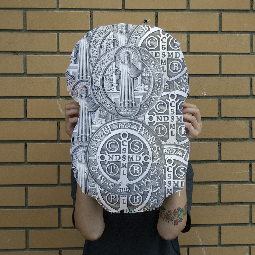 St Benedict Medal Giant Face Cushion