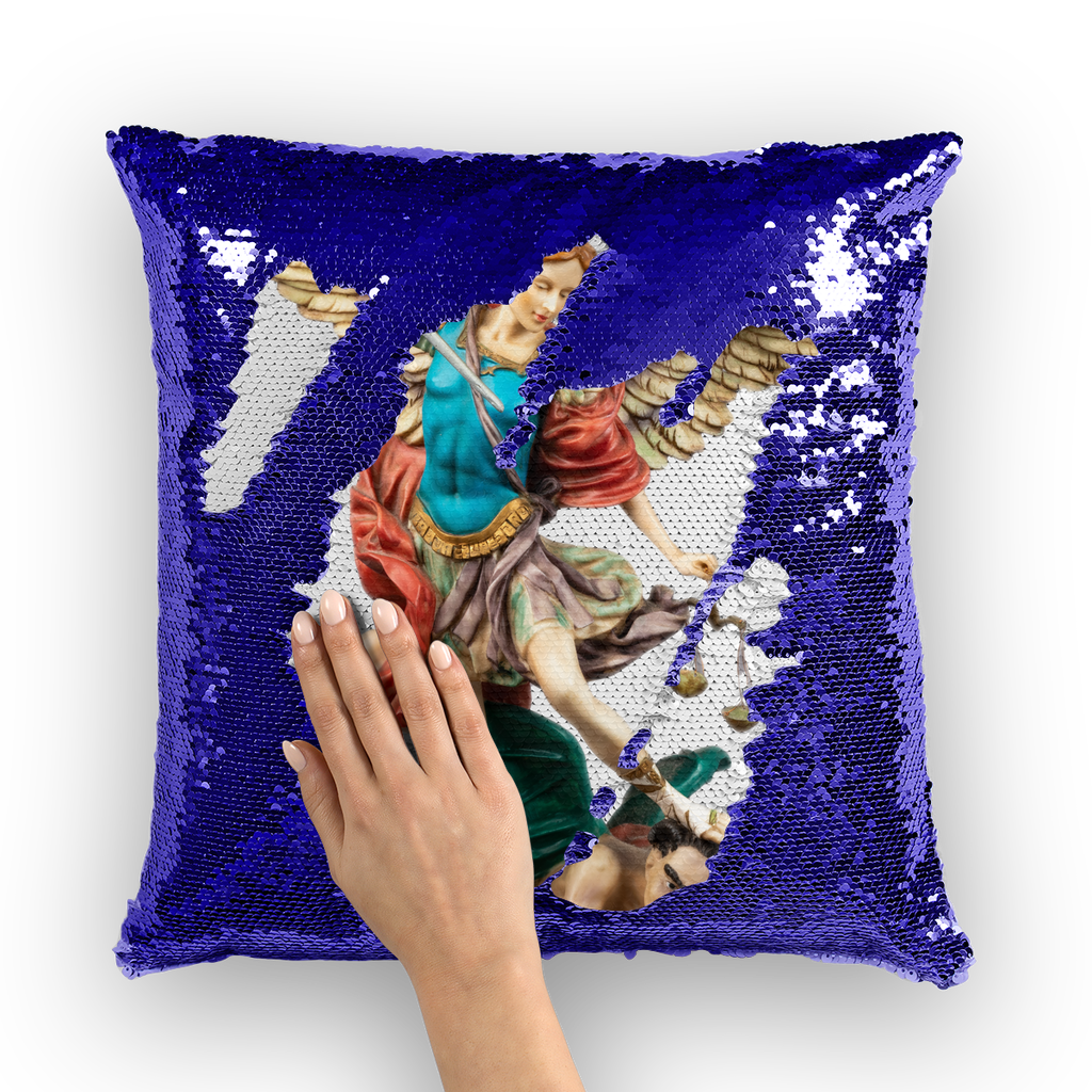 St Michael Archangel Sequin Cushion Cover