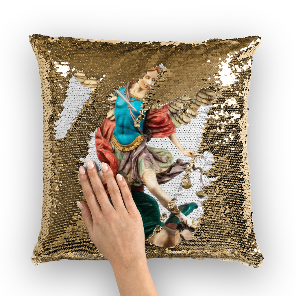 St Michael Archangel Sequin Cushion Cover