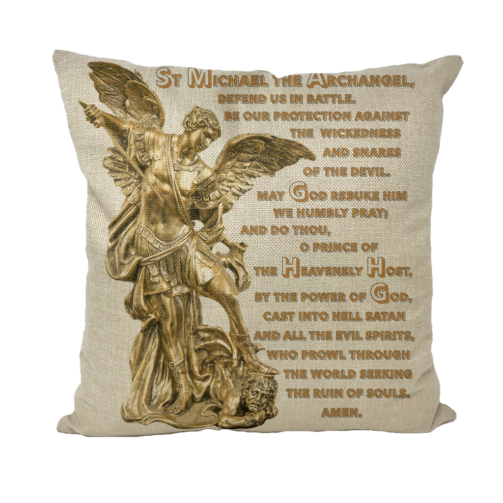 St Michael Archangel with Prayer Throw Pillows