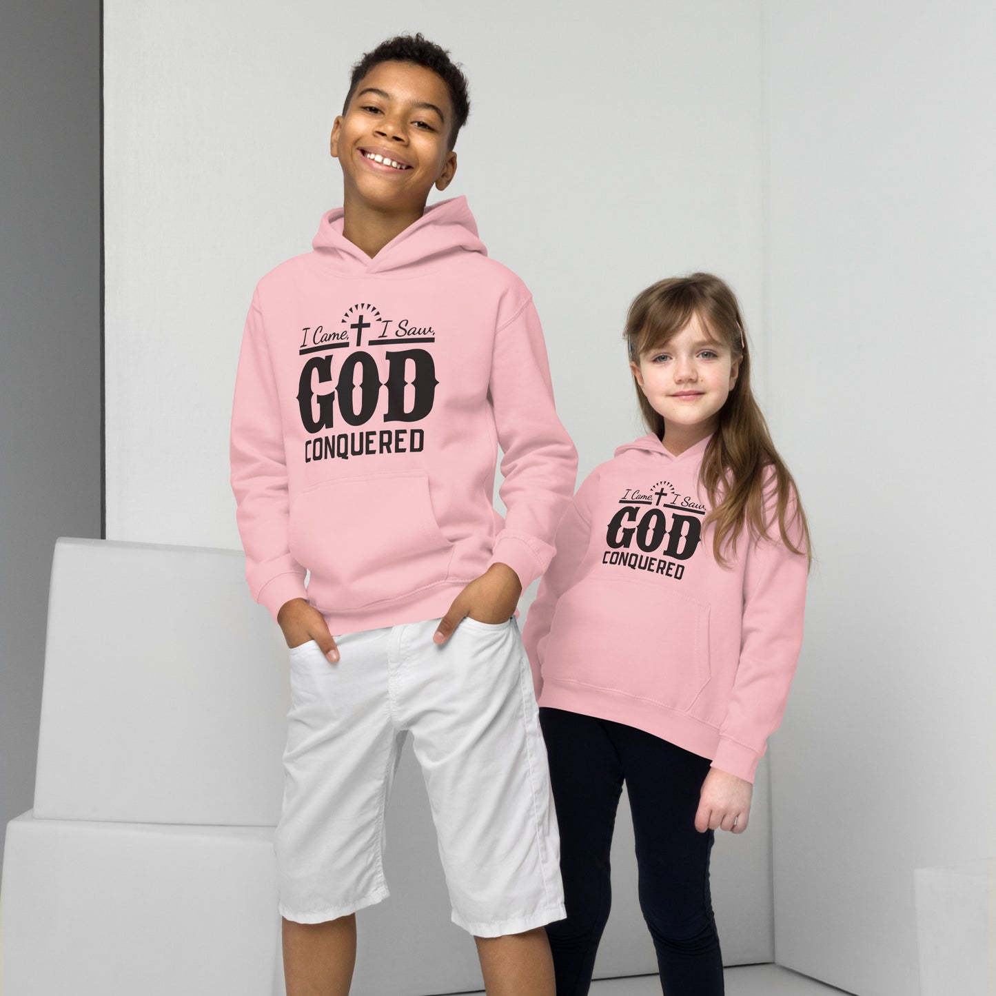 I Came I Saw God Conquered Children's Christian Hoodie