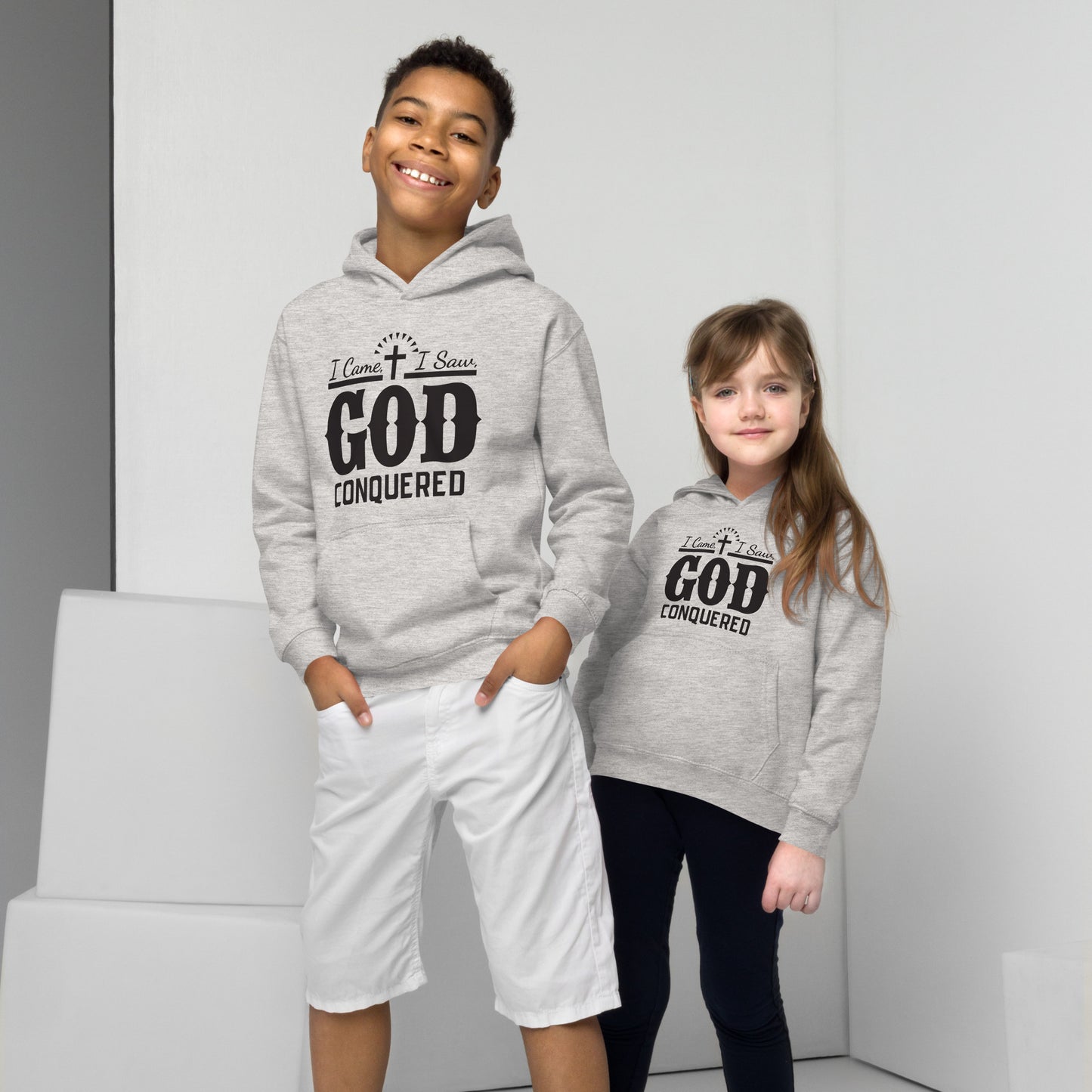 I Came I Saw God Conquered Children's Christian Hoodie