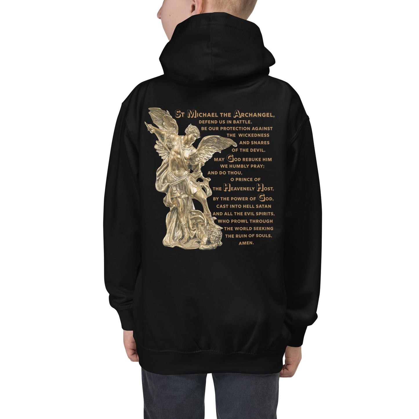 St Michael the Archangel with Prayer Children's Hoodie
