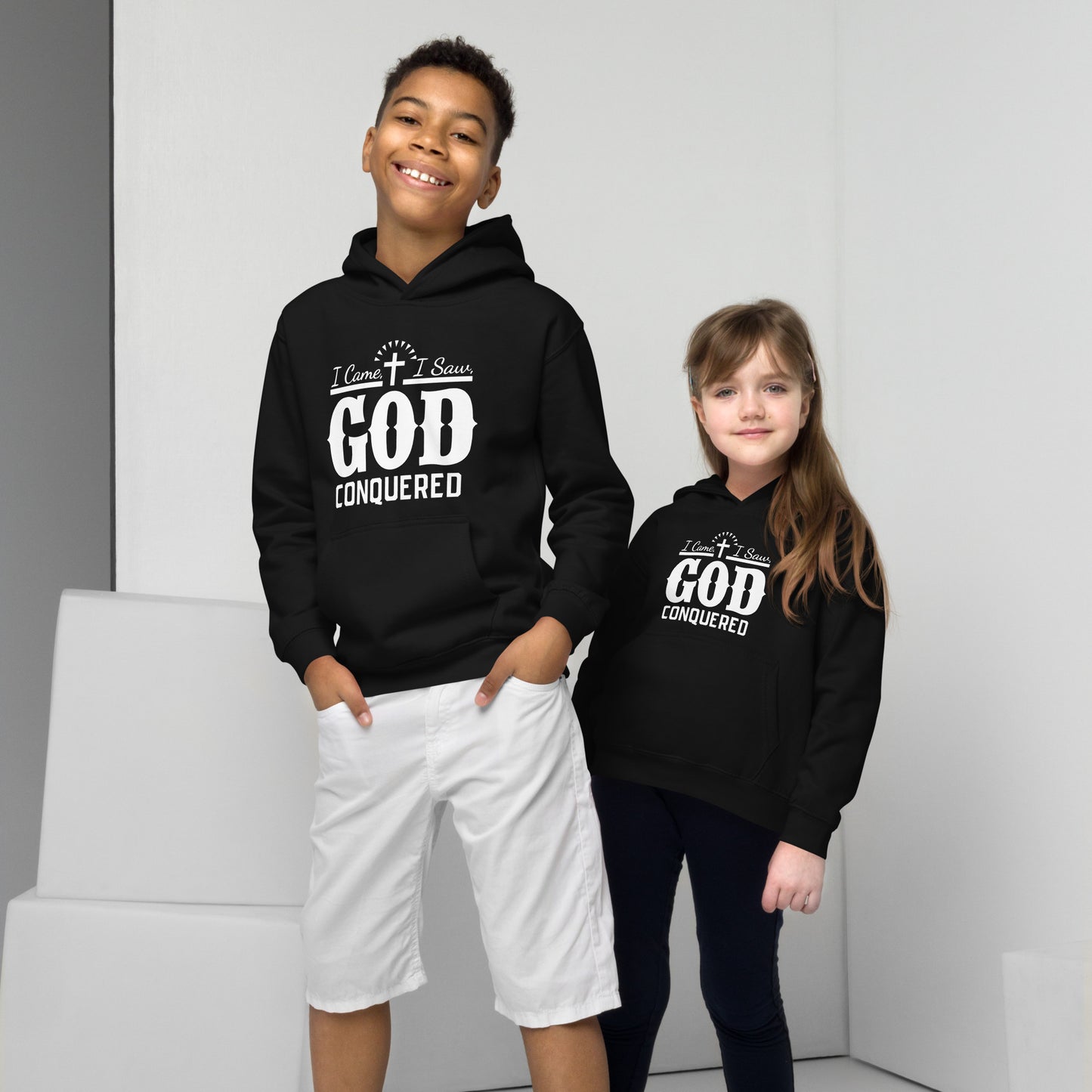 I Came I Saw God Conquered Children's Christian Hoodie