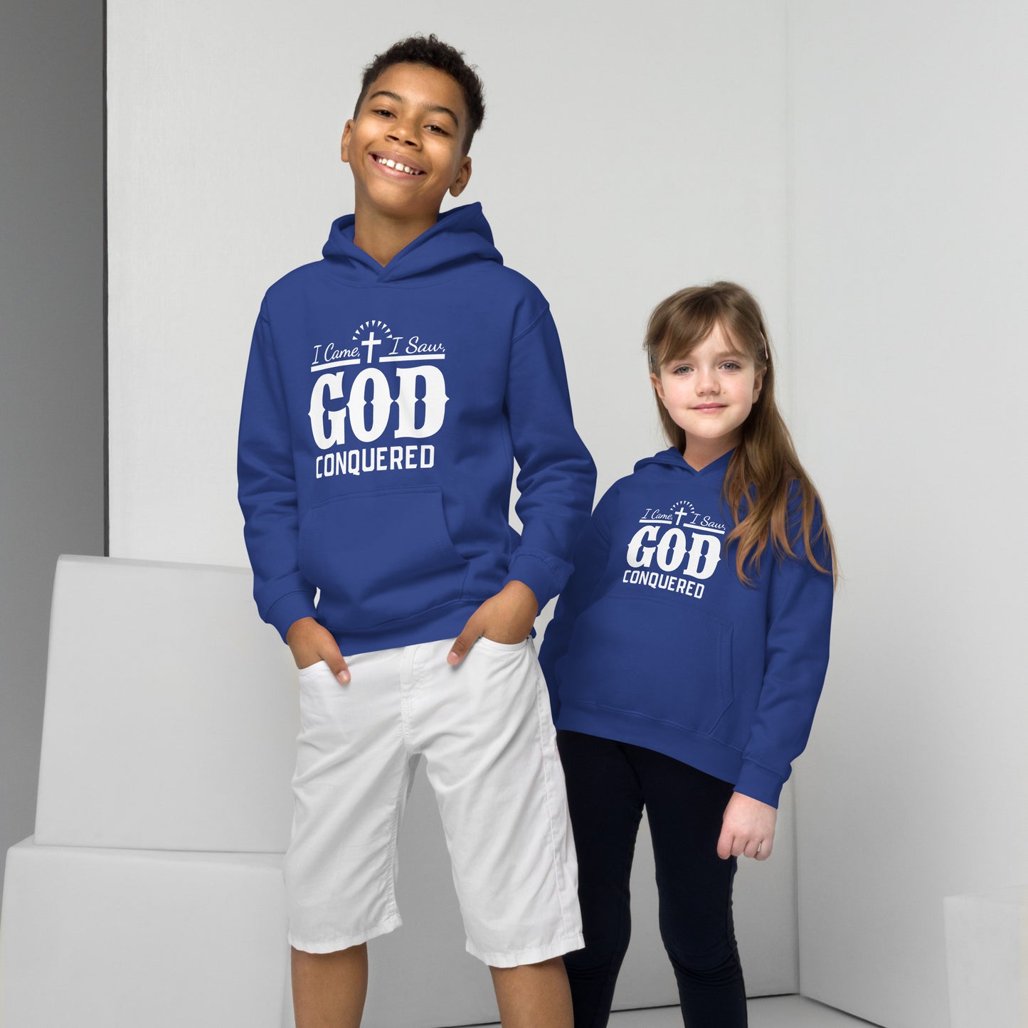 I Came I Saw God Conquered Children's Christian Hoodie