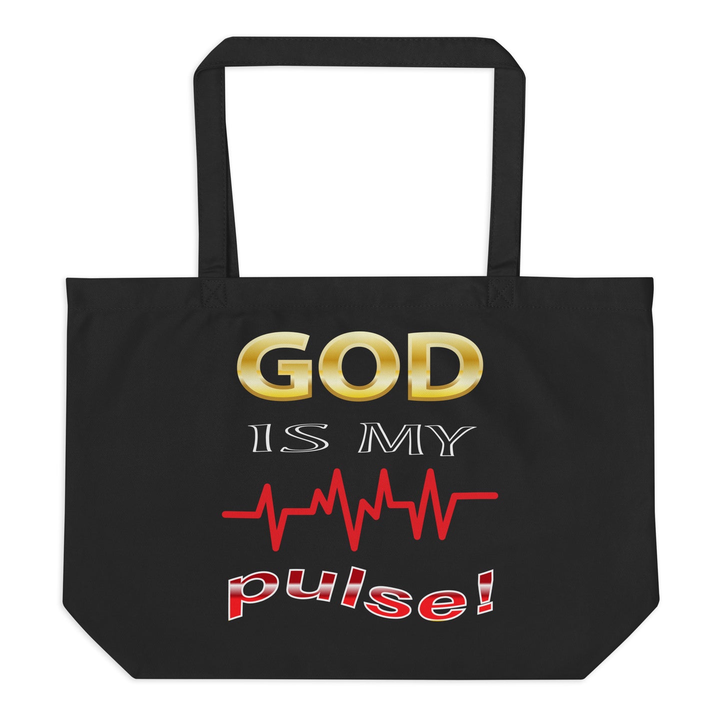 God is My Pulse Large organic tote bag