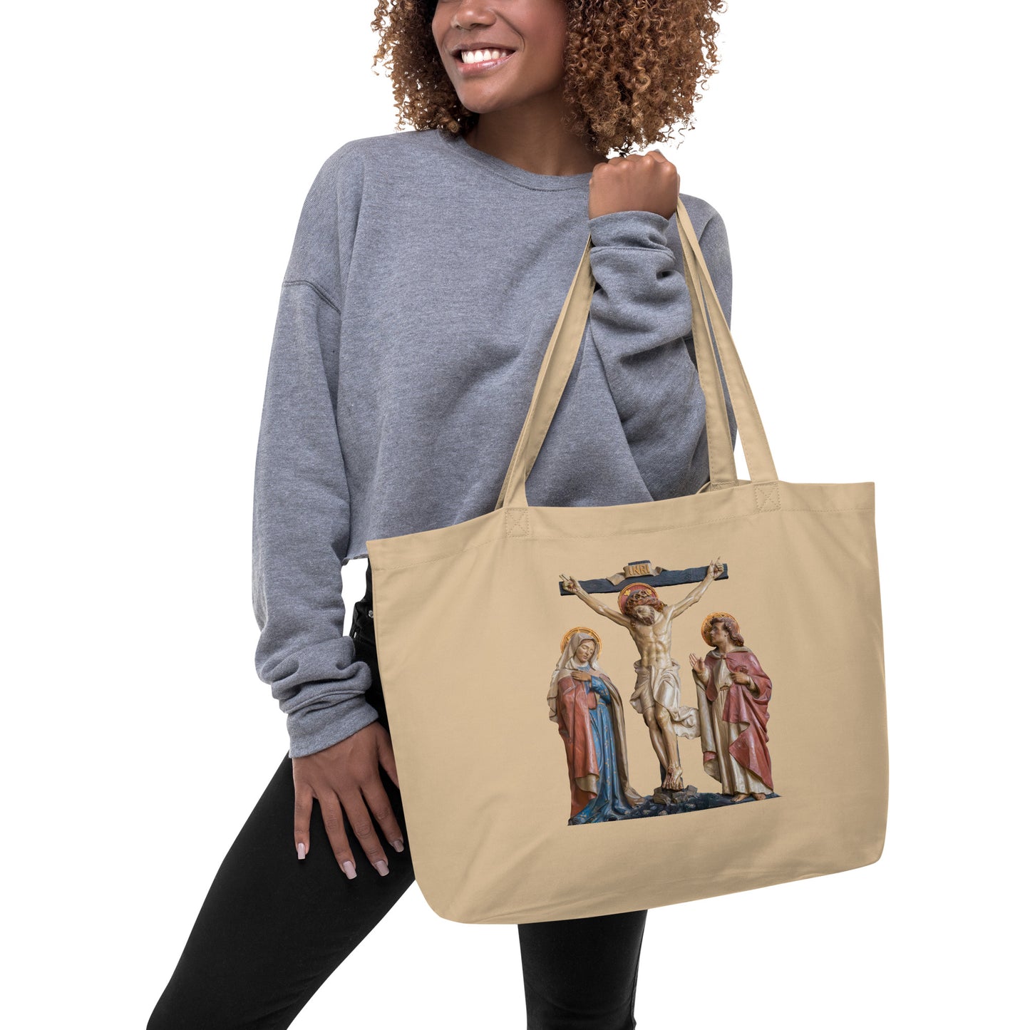 Crucifixion Scene Large organic tote bag