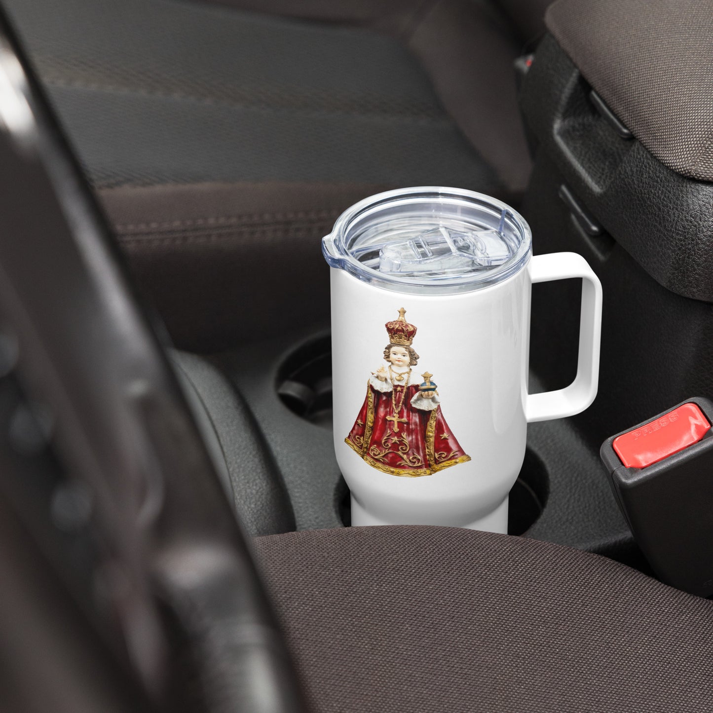 Infant of Prague Travel mug with a handle