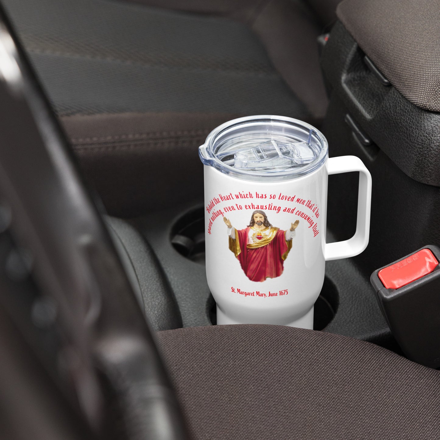 Sacred Heart of Jesus - St Margaret Mary, 1675 Travel mug with a handle