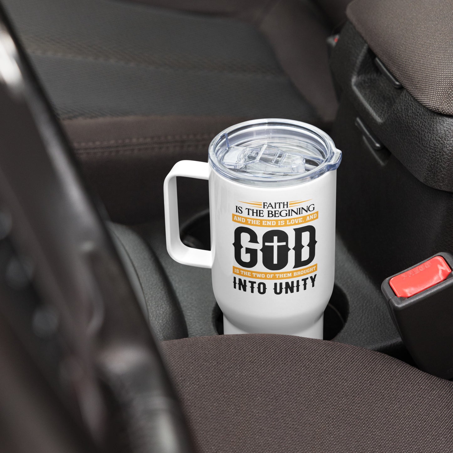 Faith and Love Travel mug with a handle