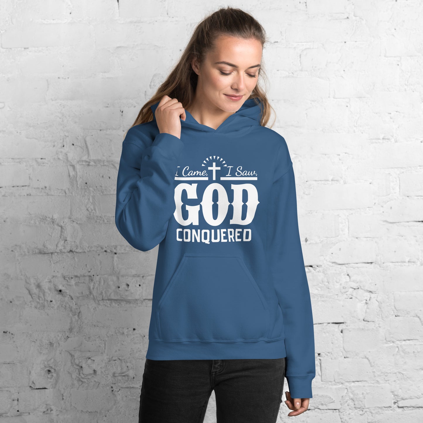 I Came I Saw God Conquered Women's Christian Hoodie
