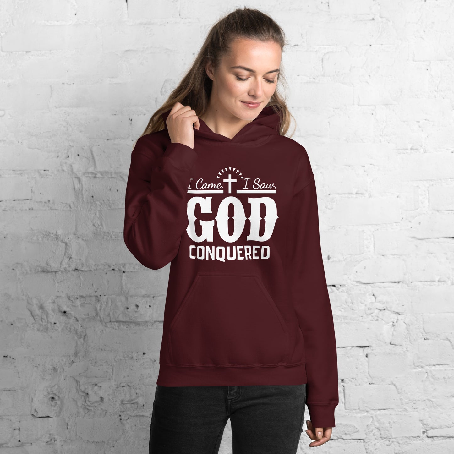 I Came I Saw God Conquered Women's Christian Hoodie