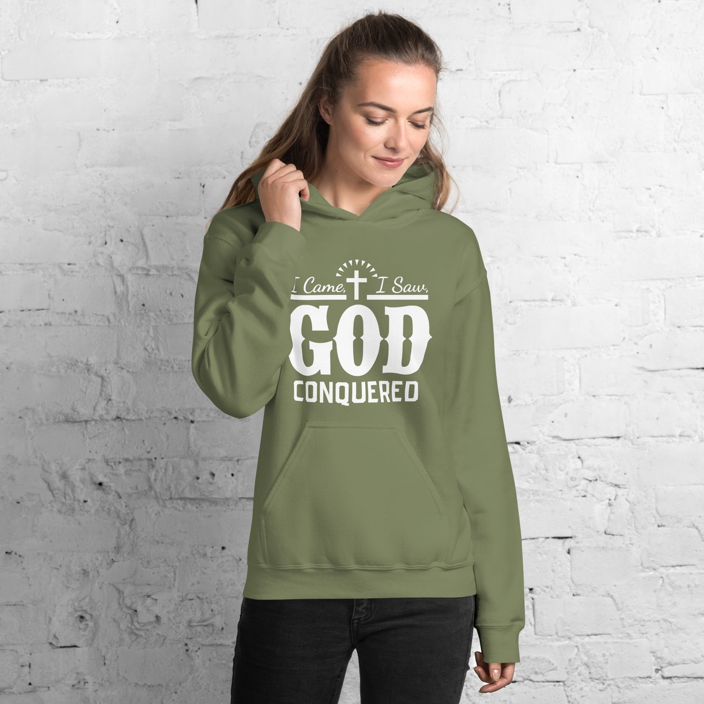 I Came I Saw God Conquered Women's Christian Hoodie