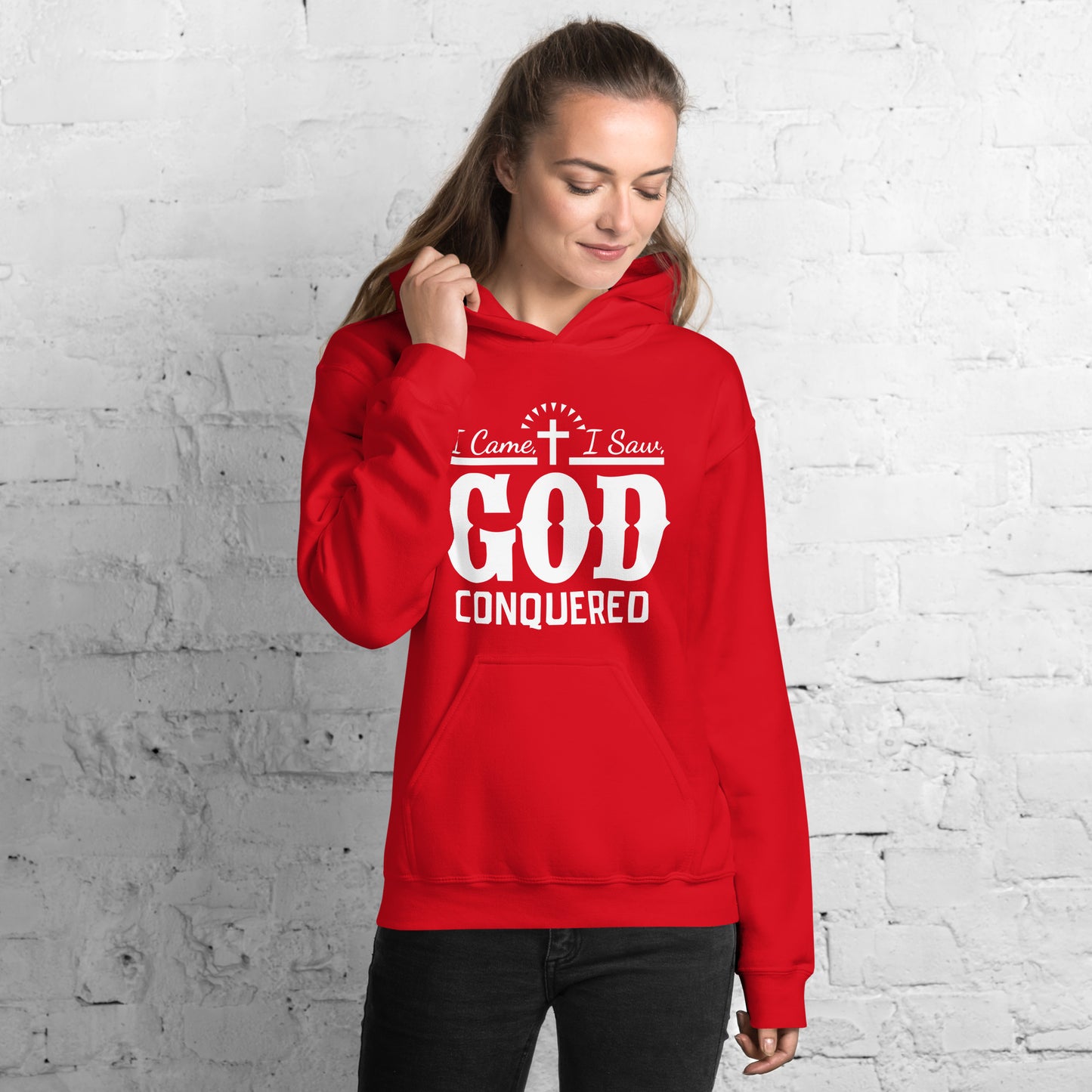 I Came I Saw God Conquered Women's Christian Hoodie