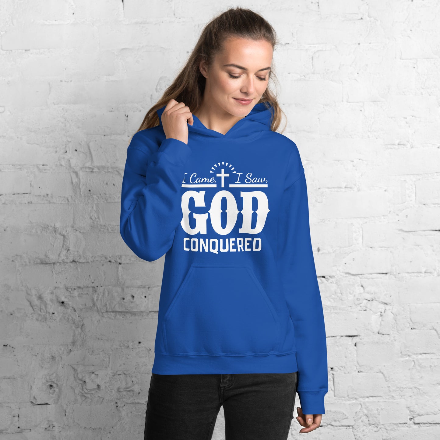 I Came I Saw God Conquered Women's Christian Hoodie