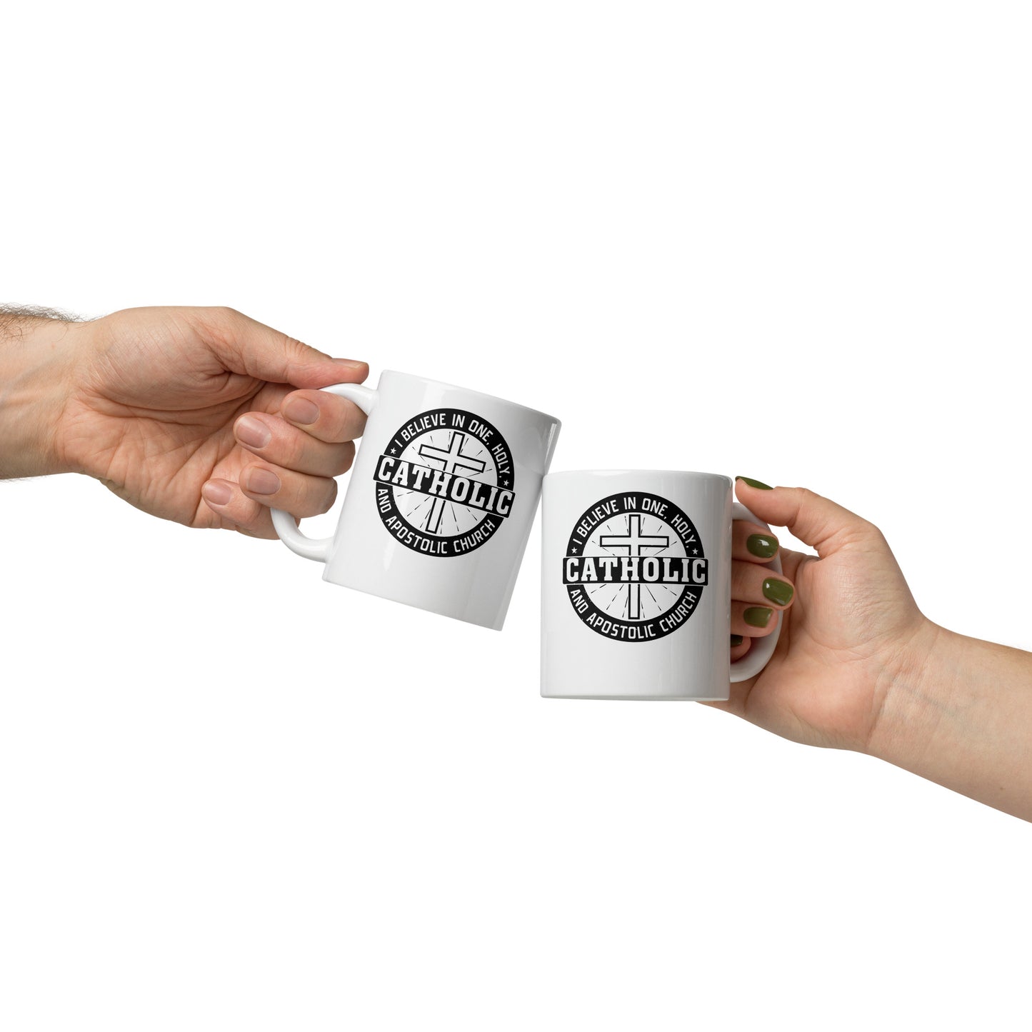I Believe in One, Holy, Catholic and Apostolic Church White glossy mug