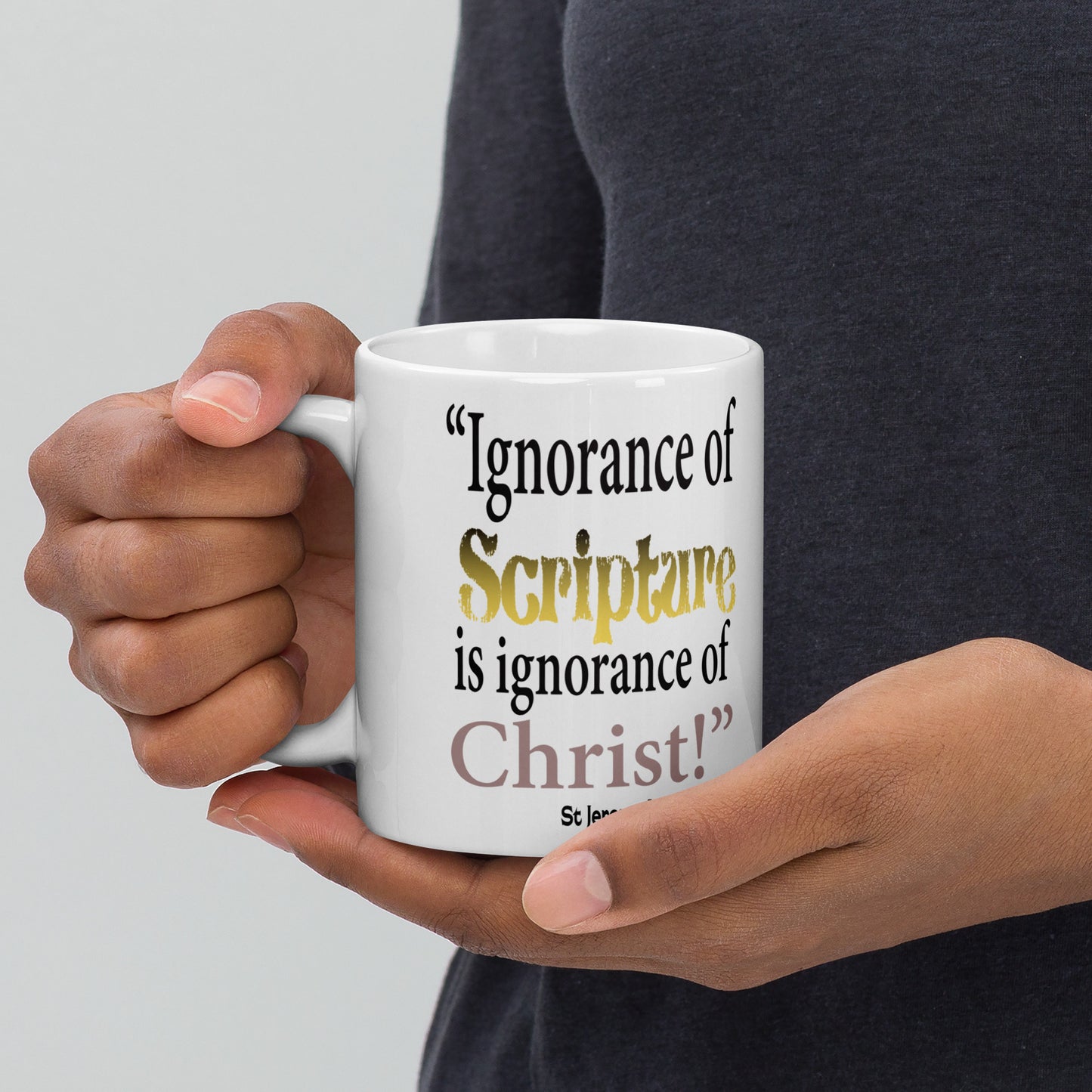 Ignorance of Scripture by St Jerome White glossy mug